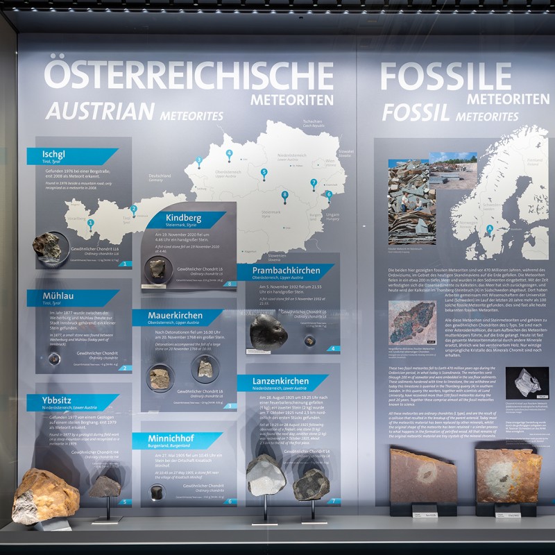 Österreichische Meteoriten-Schautafel © NHM Wien, Wilhelm Bauer-Thell