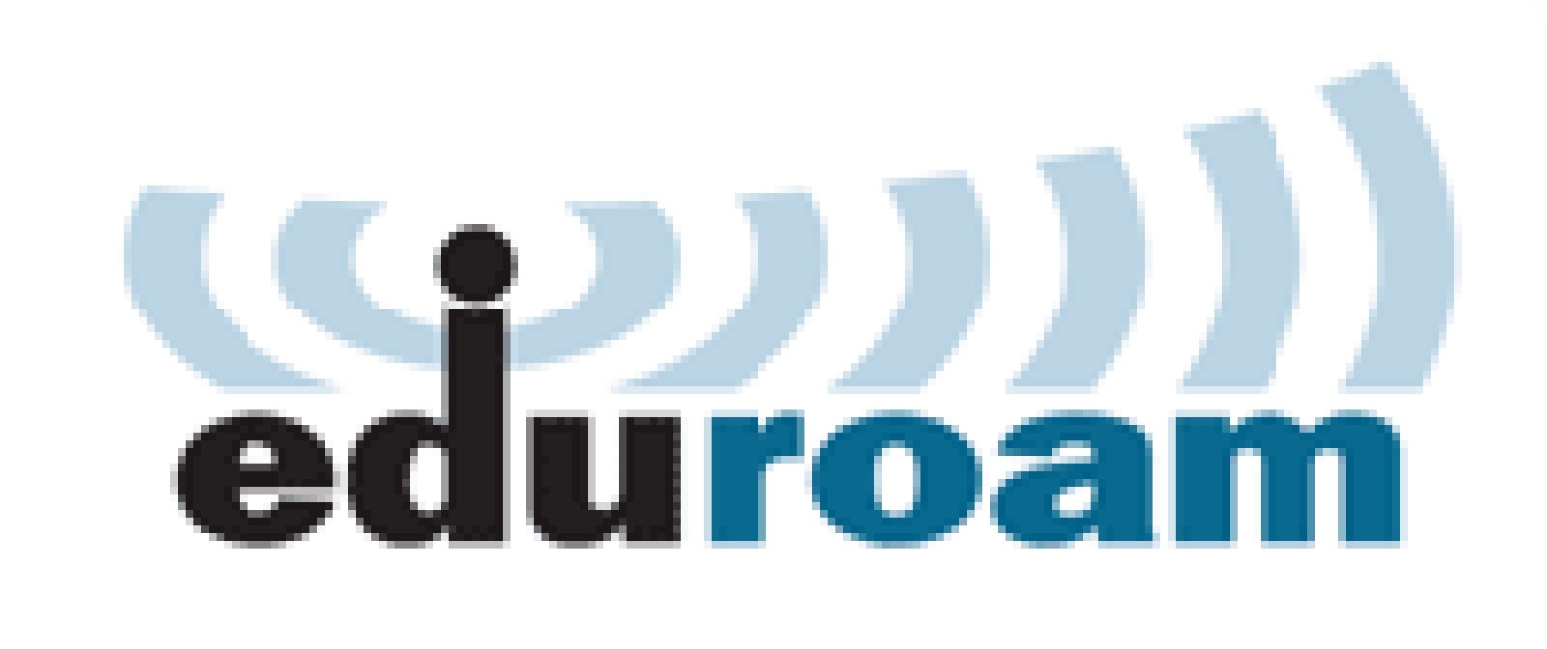 : Das eduroam-Logo zeigt den Schriftzug 'eduroam' in Schwarz und Blau mit stilisierten Funkwellen über dem Buchstaben 'o'. (KI-generierter Alt-Text, erstellt mit GPT-4.1-mini)