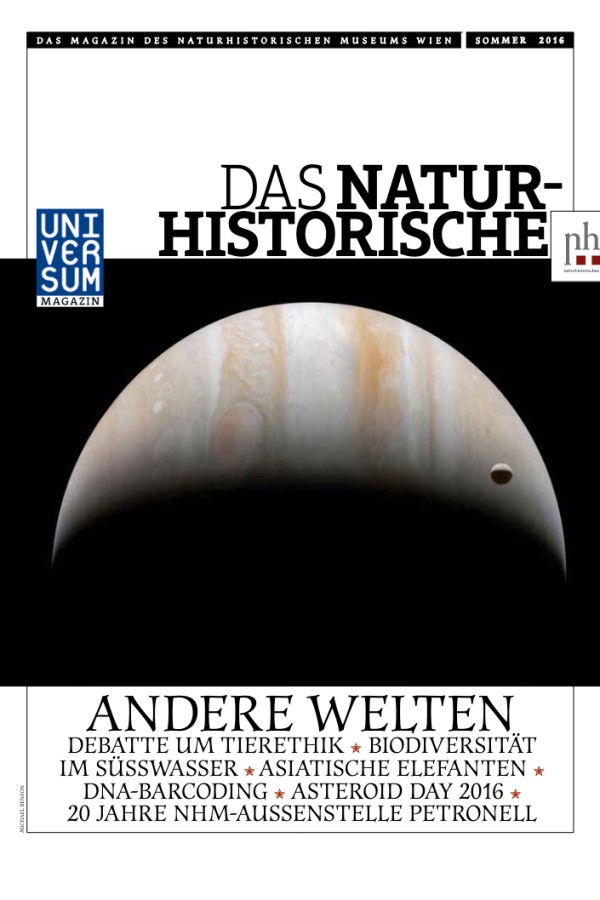 Vorderseite
                                 eines Magazins mit einer Nahaufnahme des Gasriesen Jupiter und mehreren Themenüberschriften, darunter 'ANDERE WELTEN' und
                                 eine Liste mit verschiedenen Themen. (KI-generierter Alt-Text, erstellt mit GPT-4.1-mini)