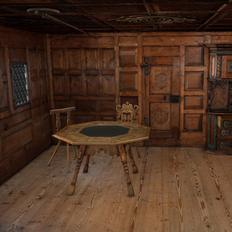 Montafoner Stube, die man dank 3D-Scan auf dem Bildschirm erkunden kann.