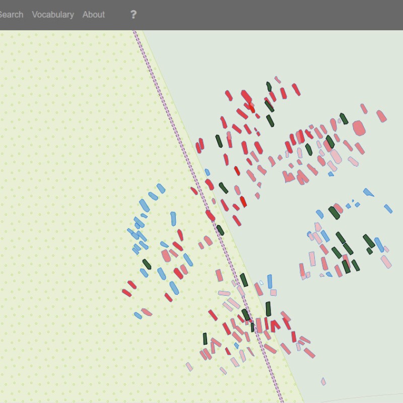 Digital map of the Sommerein Avar Cemetery with colored rectangles marking graves, weapons, and jewelry. Legend
                                 at lower right. (AI-generated alt-text, generated with GPT-4.1-mini)