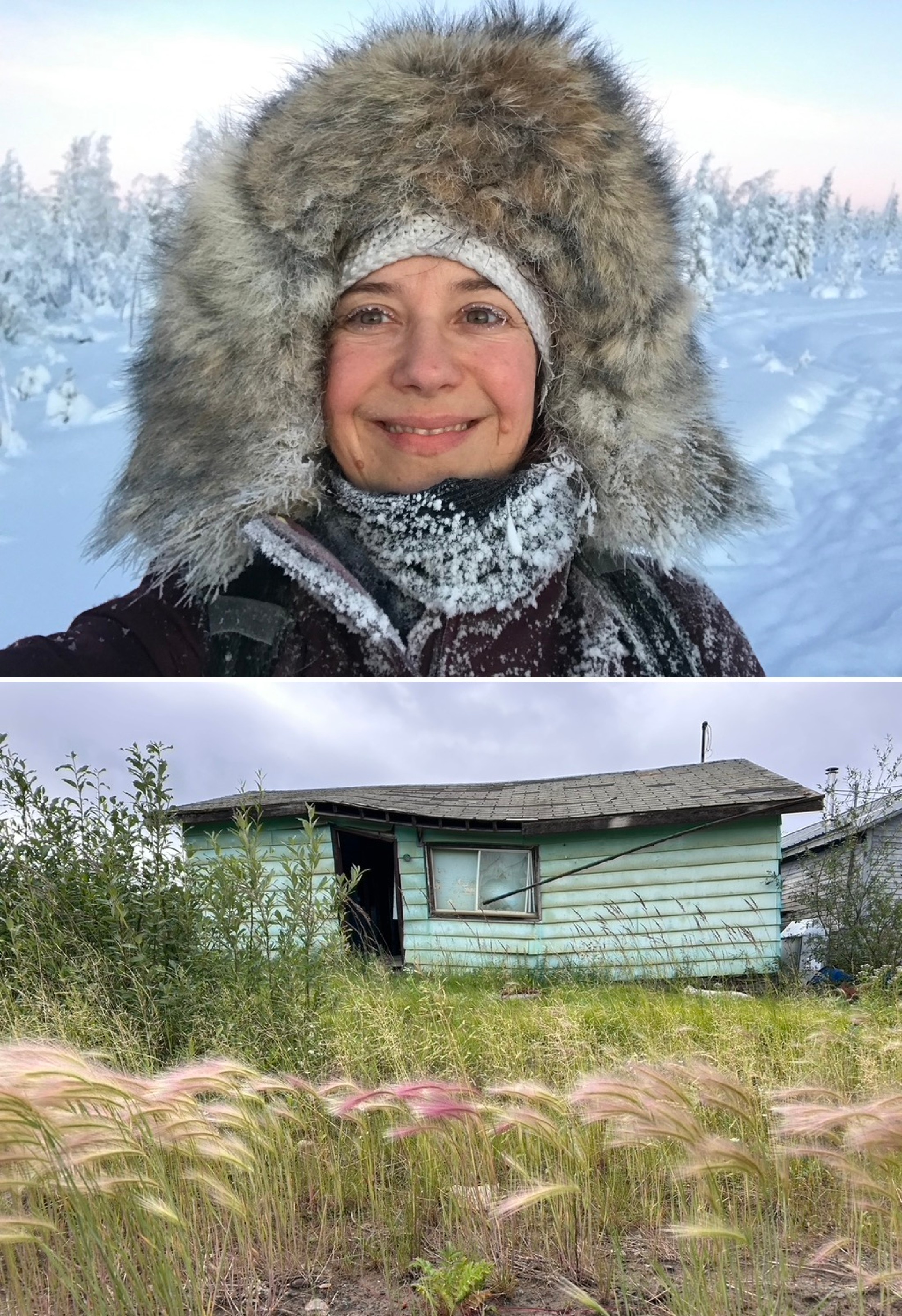 : Foto der Vortragendes und eines Hauses