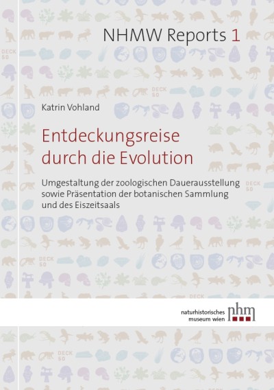 : Abbildung des Coverlayouts mit dem Titel 'Entdeckungsreise durch die Evolution' und Hintergrund aus schematischen Tier- und Pflanzenbildern. (KI-generierter Alt-Text, erstellt mit GPT-4.1-mini)