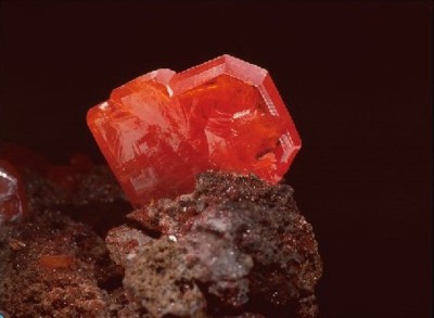 : Wulfenite - Red Cloud Mine, La Paz County, Arizona, USA. Size of crystal: 2.7 x 2.2 cm, cat. no. D 4982.