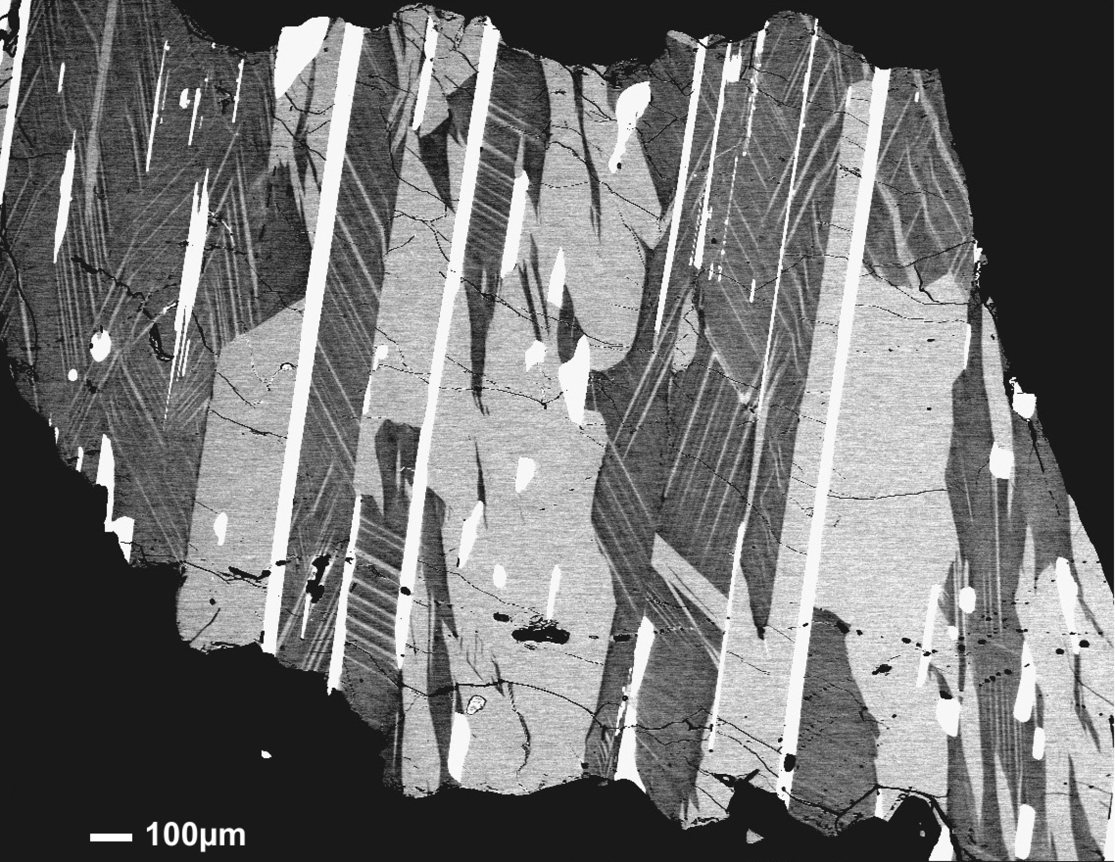 BSE-Bild verschiedener Mineralphasen aus dem Steinbruch Lengenbach (Schweiz): Auf der Suche nach neuen Mineralen.: BSE-Bild verschiedener Mineralphasen aus dem Steinbruch Lengenbach (Schweiz): Auf der Suche nach neuen Mineralen.